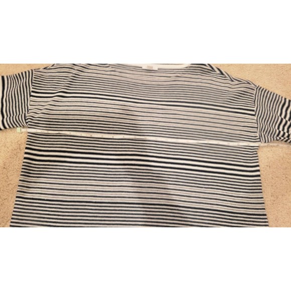 J. Jill Striped Knit Sweater Top Cotton Black White 3/4 Sleeve Boxy Size Small - Picture 6 of 9